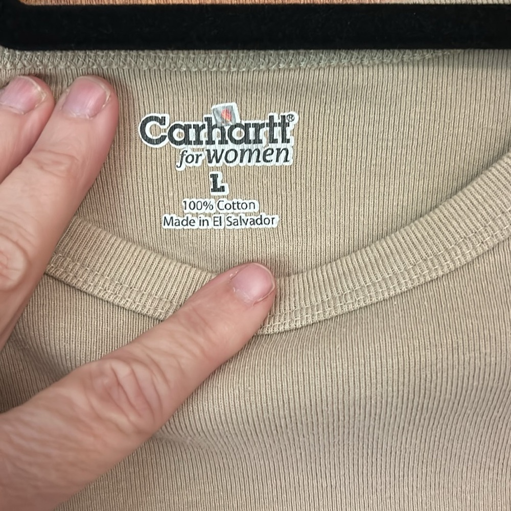 **3/$15** Women’s Carhartt t shirt. Size large. Carhartt logo o. Front. - Picture 4 of 5
